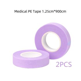 New Non-woven Silicone Gel Eyelash Tape Breathable Sensitive Resistant Microporous Eyelash Extension Color Tape Sticker Makeup (Color: 2PCS Purple PE-9m)