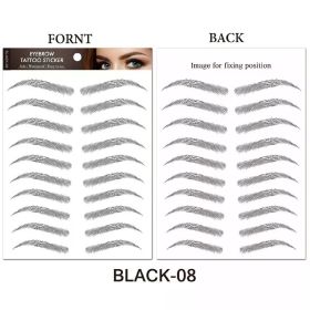 Water-based Hair-liked Authentic Eyebrow Tattoo Sticker Waterproof Cosmetics Long Lasting Makeup False Eyebrows Stickers (Color: Black-08)