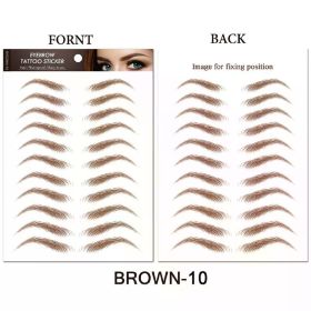 Water-based Hair-liked Authentic Eyebrow Tattoo Sticker Waterproof Cosmetics Long Lasting Makeup False Eyebrows Stickers (Color: Brown-10)