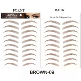 Water-based Hair-liked Authentic Eyebrow Tattoo Sticker Waterproof Cosmetics Long Lasting Makeup False Eyebrows Stickers (Color: Brown-09)
