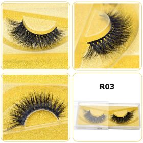 Visofree Mink Eyelashes 3D Mink Lashes Thick HandMade Full Strip Lashes Cruelty Free Mink Lashes False Eyelashes Makeup M56 (Color: R03(Acrylic))