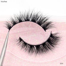 Visofree Mink Eyelashes 3D Mink Lashes Thick HandMade Full Strip Lashes Cruelty Free Mink Lashes False Eyelashes Makeup M56 (Color: G14(Soft Case))
