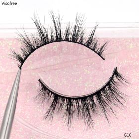 Visofree Mink Eyelashes 3D Mink Lashes Thick HandMade Full Strip Lashes Cruelty Free Mink Lashes False Eyelashes Makeup M56 (Color: G10(Soft Case))