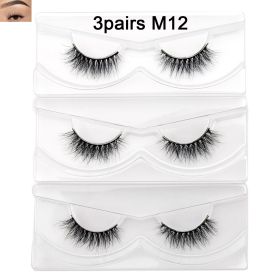 Visofree Mink Eyelashes 3D Mink Lashes Thick HandMade Full Strip Lashes Cruelty Free Mink Lashes False Eyelashes Makeup M56 (Color: 3pairs M12 no box)