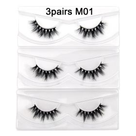 Visofree Mink Eyelashes 3D Mink Lashes Thick HandMade Full Strip Lashes Cruelty Free Mink Lashes False Eyelashes Makeup M56 (Color: 3pairs M01 no box)