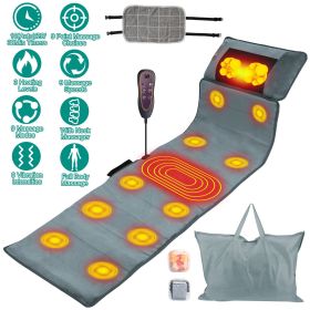 Full Body Electric Massage Mat with Heat Vibration Massage Pad Cushion Back Massage Mattress Chair Pad with Neck Massage Pillow with 10 Vibration (Type: Advanced, Color: Grey)