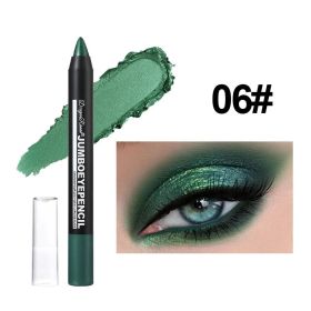 Smoky Dark Green Eyeshadow Pencil Stick Waterproof Pearlescent 12 Colors Metallic Glitter Eye Shadow Highlighter Pen Makeup Tool (Color: 06)