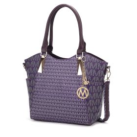 MKF Collection Devorah Signature Printed Vegan Leather Women's Tote Bag by Mia K (Color: Dark Purple)