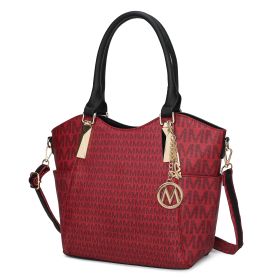MKF Collection Devorah Signature Printed Vegan Leather Women's Tote Bag by Mia K (Color: Burgundy)