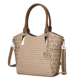 MKF Collection Devorah Signature Printed Vegan Leather Women's Tote Bag by Mia K (Color: Beige)