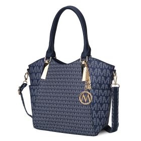 MKF Collection Devorah Signature Printed Vegan Leather Women's Tote Bag by Mia K (Color: Navy)