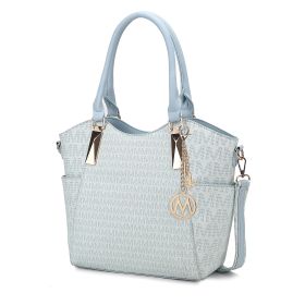 MKF Collection Devorah Signature Printed Vegan Leather Women's Tote Bag by Mia K (Color: Light Blue)