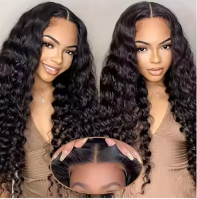 Glueless Wigs 70 Human Hair Pre Plucked Pre Cut 200 Density Transparent HD Lace Frontal Wigs  Loose Deep Wave Wigs (Option: Black-22Inches)